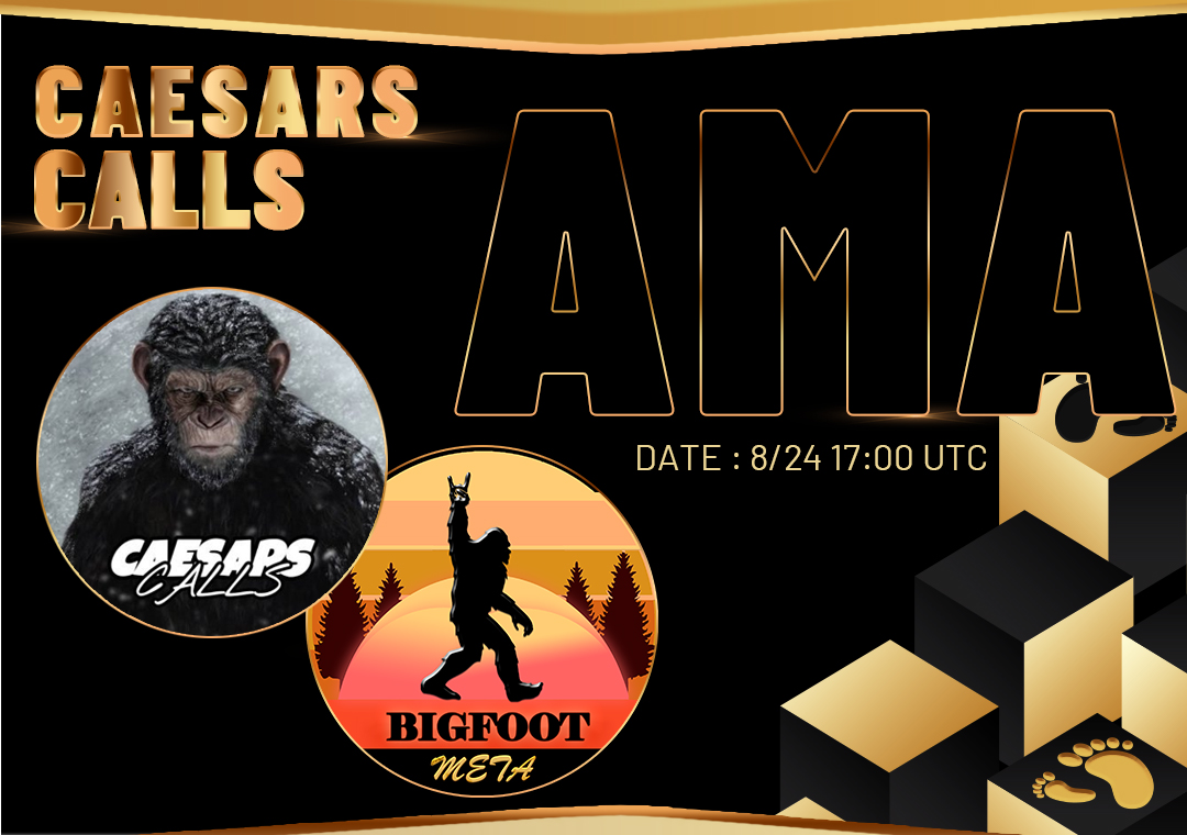 Our 2nd AMA with <a href="/CaesarsCalls/">David Grokenshtein</a> 8/24 5PM UTC! 
We are looking forward to seeing you. 
Come and ask your questions!

🔊AMA: t.me/Caesars_Calls?…
🏠Join us: t.me/bigfootmeta

👣In BIGFOOT, We believe.👣
#BIGFOOTMETA #BIGFOOT #BSCNews #BNB #DEFI #NFT $BFOOT #Pinksale