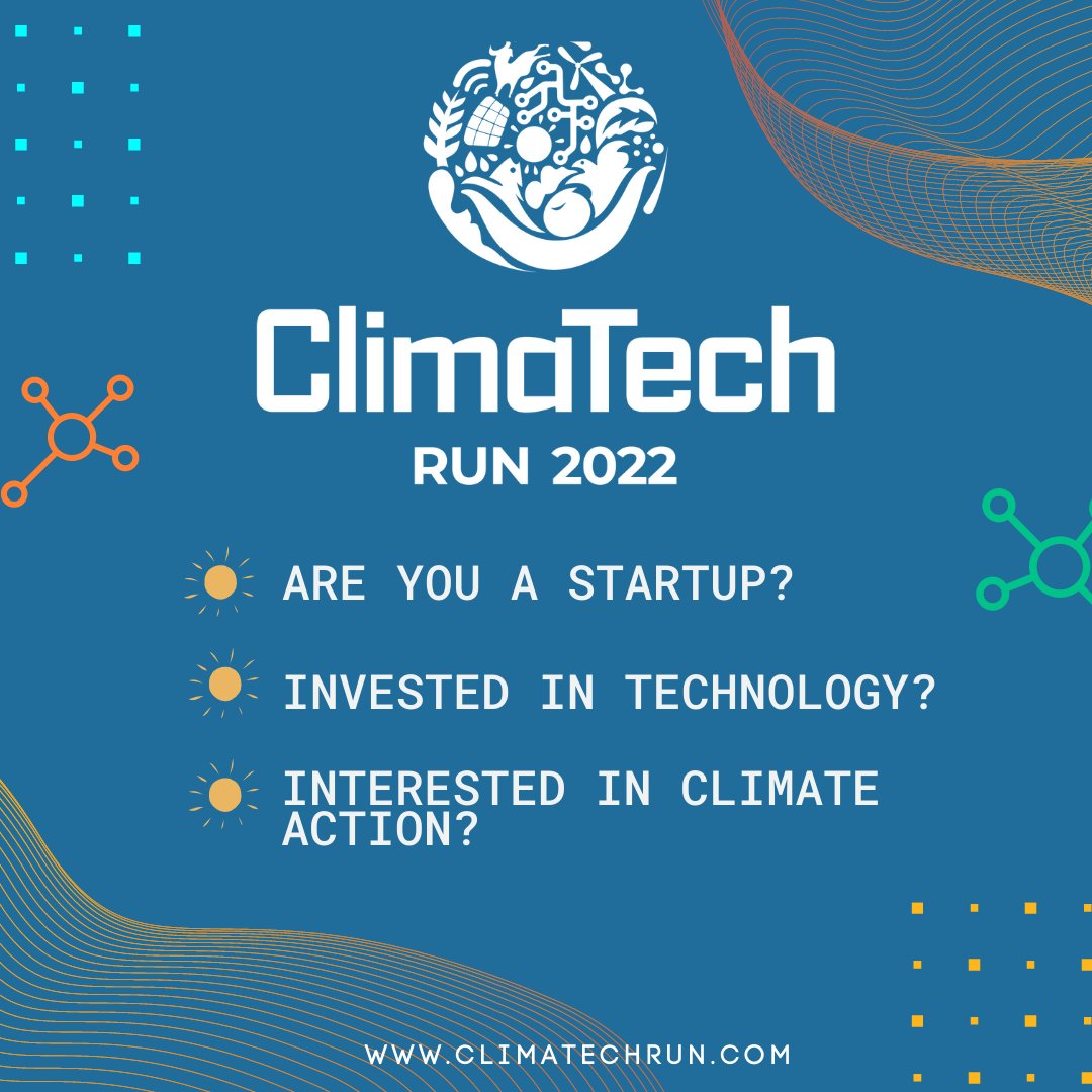 Are you curious and eager to solve the #climatechallenge? #ClimaTechRun is inviting artists and entrepreneurs across the world to participate and create momentum for #COP27.

Find all the details here: climatechrun.com