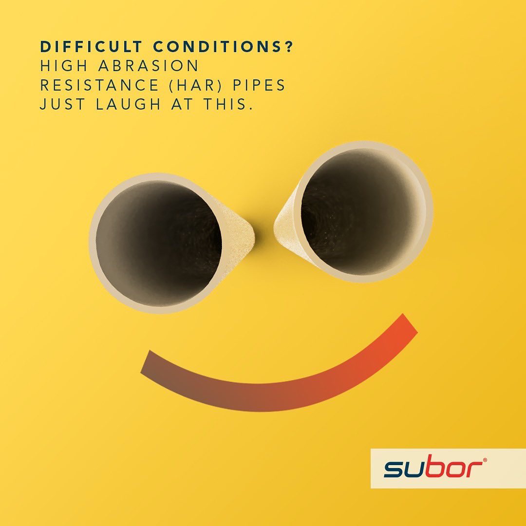 SuborPipe's tweet image. High Abrasion Resistance (HAR) Pipes developed by Subor for tough conditions, are up to 2 times more resistant to corrosive chemicals!

#subor #suborpipe #pipesystem #CTPboru #CTP
#GRP #GRPpipe #GFK #GFKrohre #PRV #TubePRV #harpipe #harboru #highabrasionresistance #newproduct
