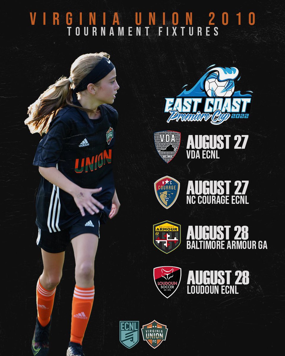 Union 10 ECNL (McLean) (@ecnl2010) on Twitter photo The competition looks good for this weekend’s East Coast Premiere Cup.
.
.
#UnionPower @vaunionfc @mclean_soccer <a href="/unionecnl/">Union ECNL Girls Recruiting</a> <a href="/ecnlgirls/">ECNL Girls</a> @sycsoccer_ #vaunion #sycsoccer #mcleansoccer #unionecnl #ecnl ⚫️🟢🟠 The competition looks good for this weekend’s East Coast Premiere Cup.
.
.
#UnionPower @vaunionfc @mclean_soccer <a href="/unionecnl/">Union ECNL Girls Recruiting</a> <a href="/ecnlgirls/">ECNL Girls</a> @sycsoccer_ #vaunion #sycsoccer #mcleansoccer #unionecnl #ecnl ⚫️🟢🟠