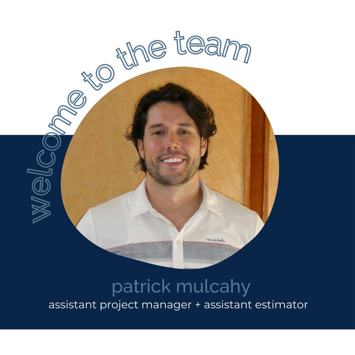 Groom_co's tweet photo. Meet Patrick - our new assistant project manager / estimator!
#newhire #meettheteam #groomconstruction #projectmanager #welcome https://t.co/Iyu5vekXWo