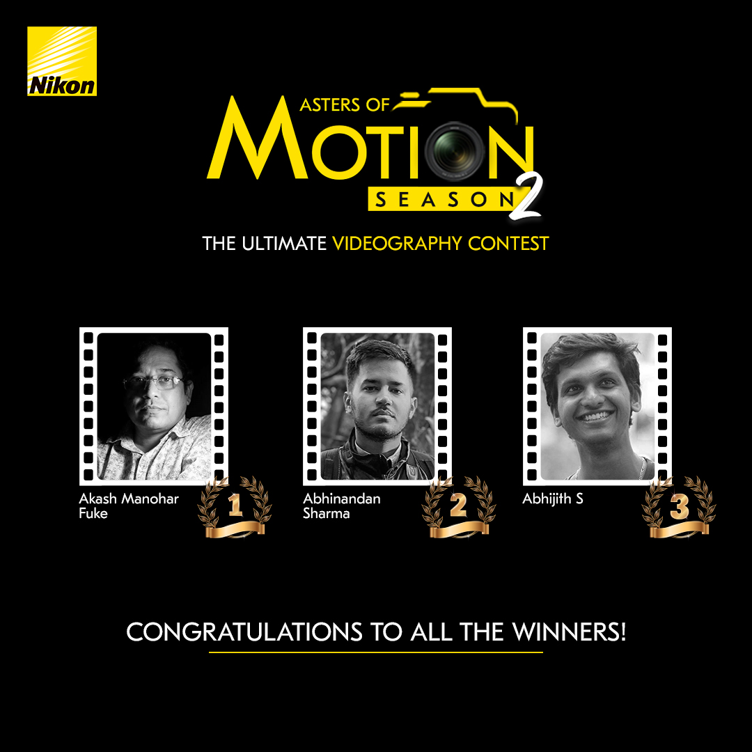 NikonIndia's tweet image. Here comes the big day!

Nikon India extends its gratitude to all the participants for showing an overwhelming response to #MastersOfMotion season 2 video contest.
 
Congratulations, Akash Manohar Fuke, Abhinandan Sharma and Abhijith S for winning the contest.

#Nikon #NikonIndia