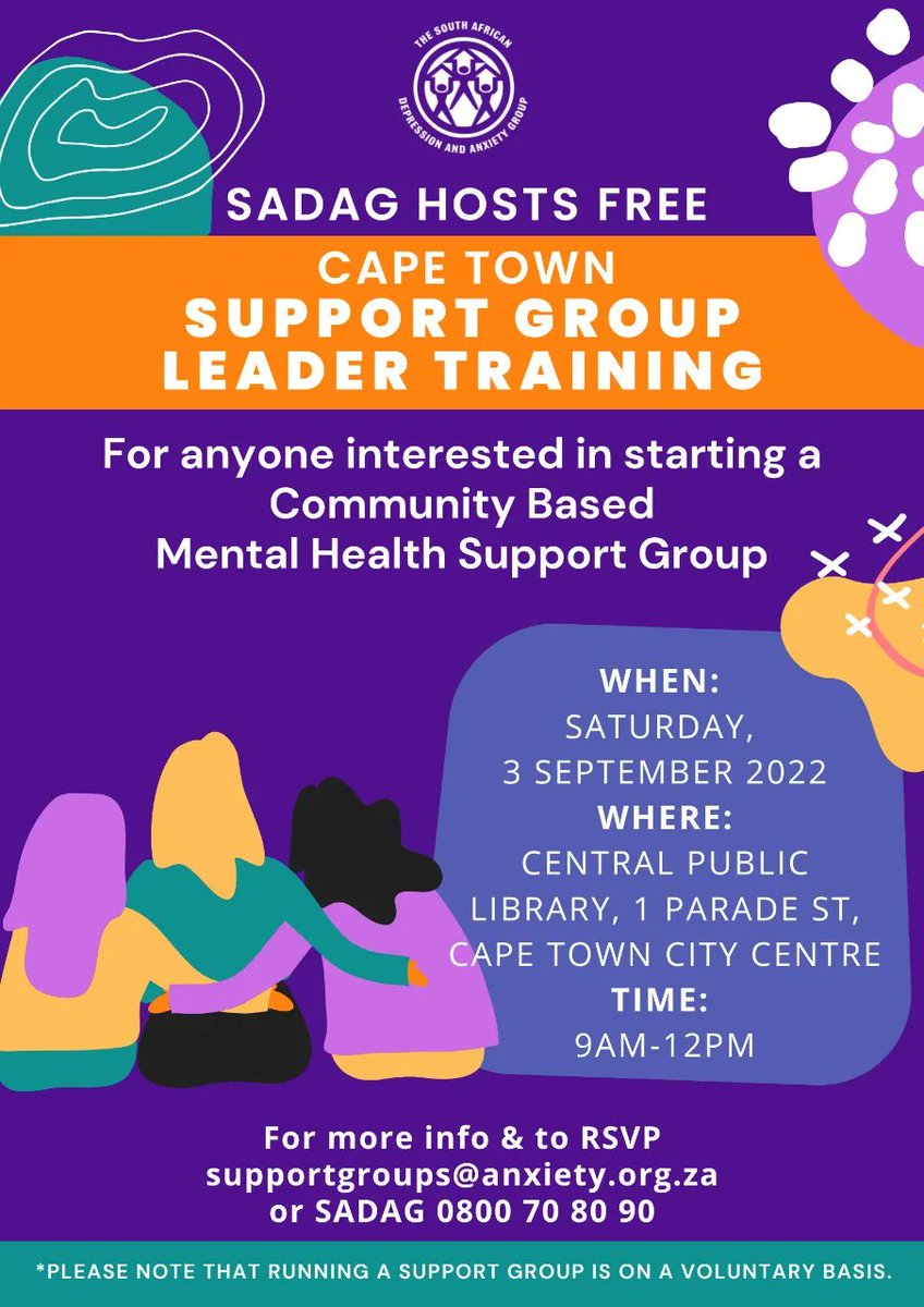 SADAG is thrilled to be visiting different communities in and around Cape Town to host new Volunteer Workshops, train new Support Group Leaders, and provide Mental Health Training &amp; Support to NPOs &amp; community organizations from the 1st to the 3rd of August. #MentalHealthMatters