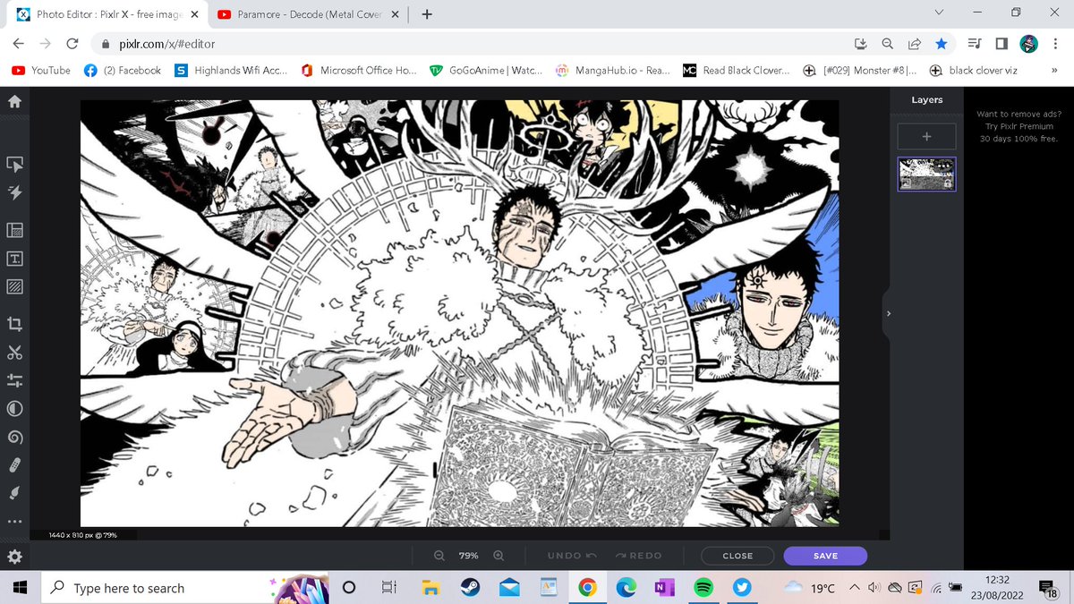 16_kirito's tweet photo. Okay it's a bit late.... 
but i have began to work on the coloured wallpaper of chapter 334 of Black Clover!!!

i will be releasing it tomorrow!!!

To see it today then PLZ Support me on Patreon: https://t.co/5Pj7DezDFR

#bcsSpoilers #blackclover #blackclover334 #BC334 https://t.co/6CtKGBVq4m