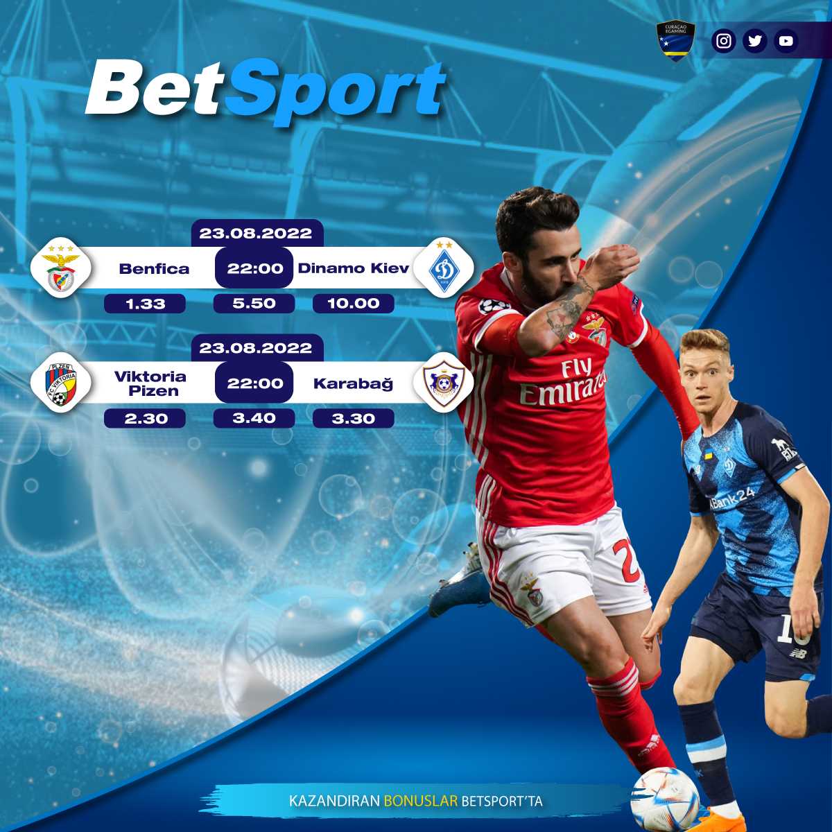 betsporttr's tweet photo. 🚨Betsport İle Kazanma Zamanı

🗓️23 Ağustos Günün Popüler Karşılaşması

🏟️Benfica - Dinamo Kiev 🏟️
🏟️V. Pizen - Karabag🏟️

Kazanmanın En Kolay ve Keyifli Olduğu Tek Adres 

#betsports

💻 Üye Ol 🔗 https://t.co/fcx84K1cck https://t.co/9Ci92eEdsh
