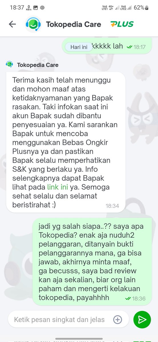 azuhrahl's tweet photo. @TokopediaCare @tokopedia @e100ss akhirnya Admin tokopedianya minta maaf setelah hampir seharian menuduh saya yg melanggar aturan yg tokopedia buat sendiri, nuduh2, ditanyain mana salahnya, ga bisa jawab, kacau nih.. dibuka juga akhirnya layanan plus saya setelah dituduh melanggar.. https://t.co/NELArTkHRa