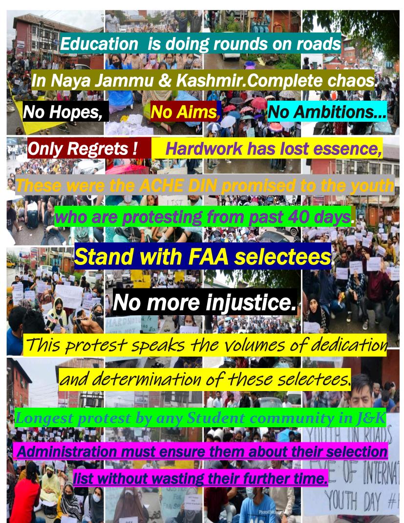 Waceem_mir's tweet photo. @imjoginderp @DeepikaSRajawat @manojsinha_ @OfficeOfLGJandK @diprjk Justice with selected candidates of FAA
Punish the culprits
Stop scrap policy
#ReleaseFAAselectionlist https://t.co/MxZWuTXJwX