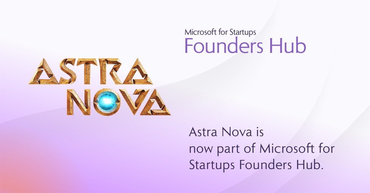 BIG NEWS!🔥

Astra Nova is now a part of <a href="/Microsoft/">Microsoft</a> for #Startups Founders Hub. 

We are excited to join #Microsoft's #FoundersHub, and we look forward to achieving bigger things!🥳

Watch out for more updates!🔥

#MetaRPG #AstraNova