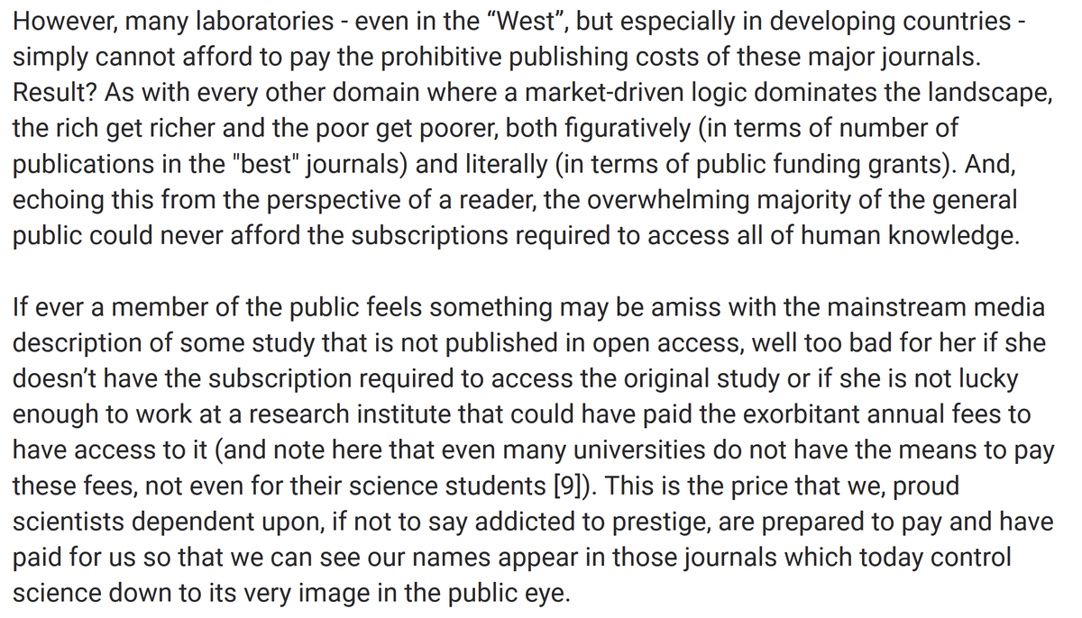NoFee_Science's tweet photo. We underestimate the damning indictment of the scientific enterprise that is incarnated in the existence of paywalls (still omnipresent during any literature research activity, layperson or academic).

#NoFeeScience 
#MarchForBetterScience https://t.co/duYt5O5OXJ