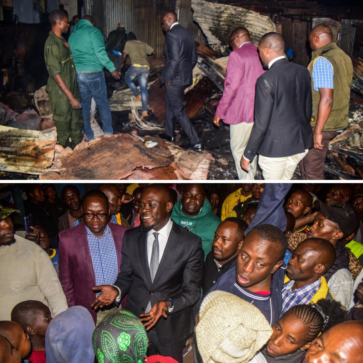 Kenyans's tweet photo. Nairobi governor-elect Johnson Sakaja and his deputy Njoroge Muchiri visit residents of Githogoro after a fire incident https://t.co/sA501STW5l