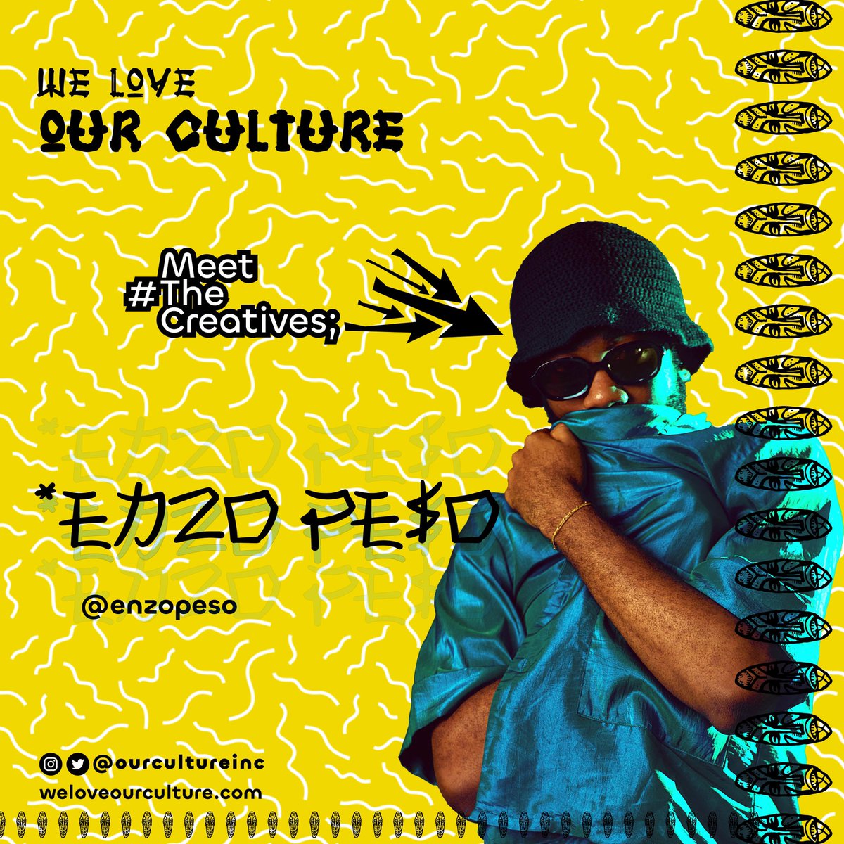 Top of the morning to everyone! 

Here again to introduce this exceptional, multi-skilled creative to you all. Get to know his real name 😎.  On this week’s episode of #MeetTheCreatives, ENZO PESO 😤🦍. 
Dive in 🏊

weloveourculture.com/meetthecreativ…