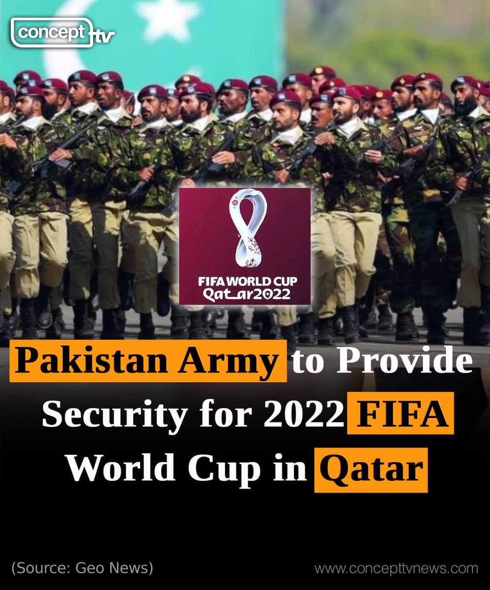 WaliKhan_TK's tweet photo. It is a great honour for #PakistanArmy to provide security for #FIFAWorldCup2022 in Qatar. Its a proud moment for #Pakistan. https://t.co/2QpY1eX5mu