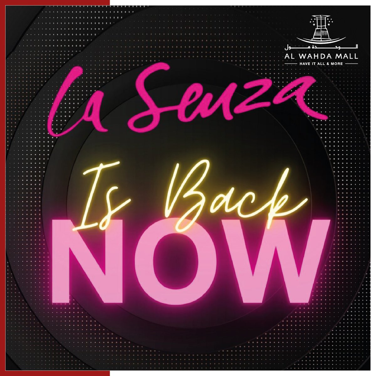 alwahdamall's tweet photo. “La Senza is back. And better than ever!

Visit if you want to find the perfect set to flatter your body and make you feel beautiful.”

"لا سنزا تعود وبأفضل حالاتها!

قومي بزيارتنا الآن واختاري من بين أجمل القطع التي ستبرز جمالكِ وتزيد ثقتكِ بنفسكِ." https://t.co/OfCXOdAkXv