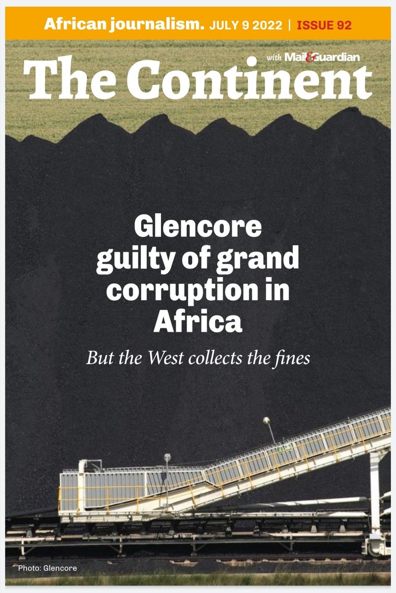 T_Schildbach's tweet photo. Swiss commodity trading gigant #Glencore pleaded guilty to grand #corruption across Africa. Of the $1.1 billion fine, no money will reach the affected African countries.

Btw: Glencore's expected profit for H1 2022 is $3.2 billion.

(@thecontinent_, issue 92) https://t.co/qPUldOMmXa