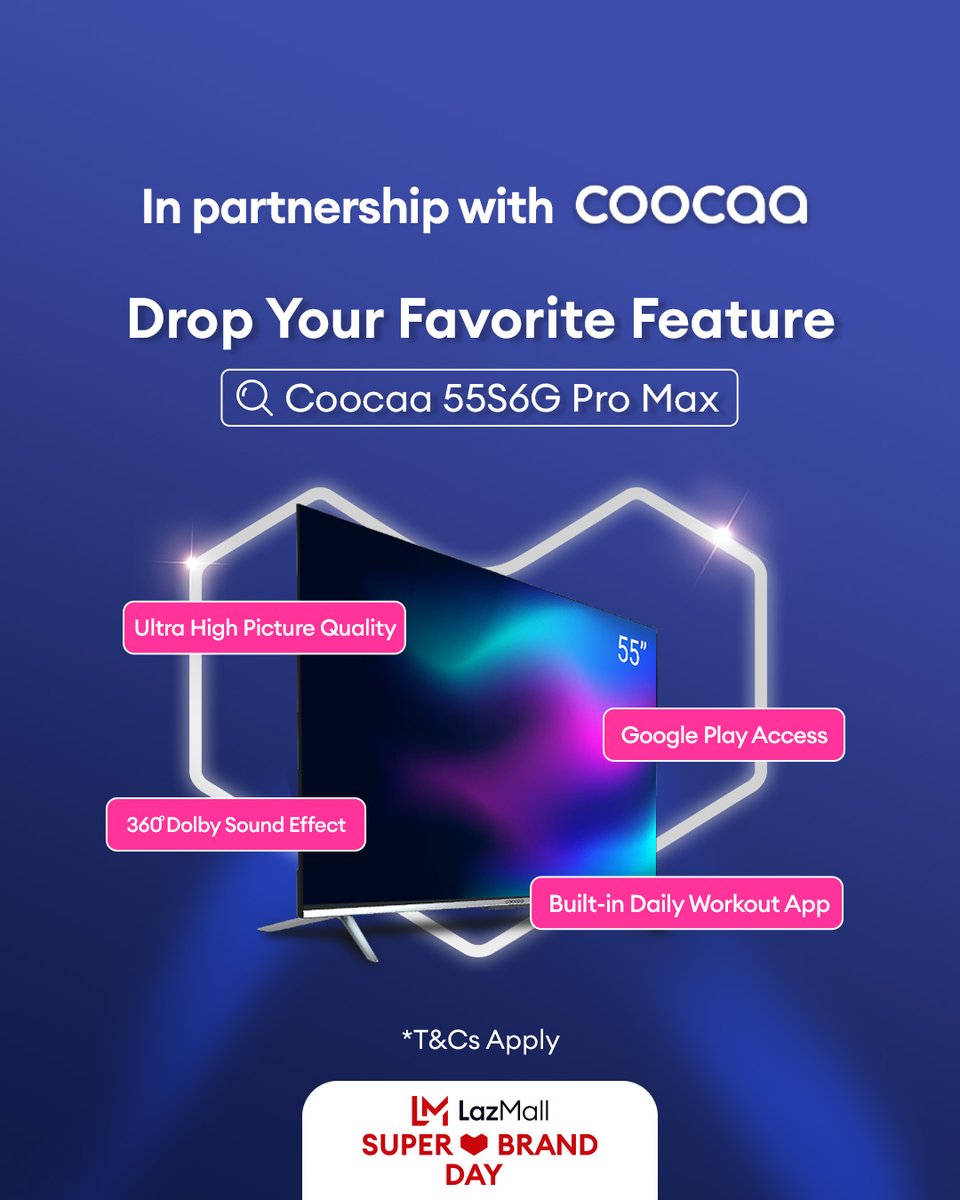 LazadaPH's tweet photo. Tell us below and add to cart now for the #CoocaaSuperBrandDay happening this AUG 25! #PlayInYourStyle and get the TV of your dreams at up to 55% off. 🤩

🛒 https://t.co/X3qQZpLB68

#CoocaaOnLazMall
#LazadaPH 
#CoocaaPhilippines https://t.co/Fwu78Srk9J