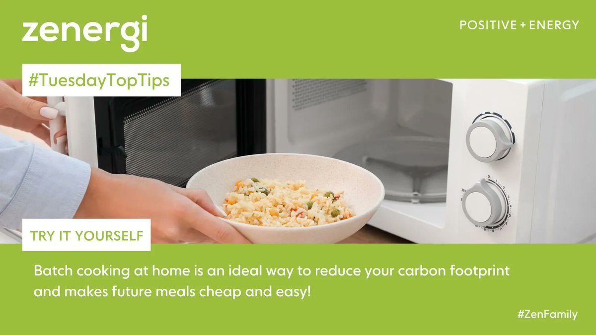 Zenergi's tweet photo. This week’s #TuesdayTopTip comes from Zen Family member, Ian. When cooking at home he batch cooks to lower his carbon footprint and to make future meals cheap and easy. His personal favourite is chicken madras! #tip #sustainable #cooking https://t.co/yU9dQoM2Nb