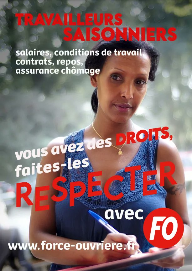 force_ouvriere's tweet photo. #Salaires, #conditionsdetravail, contrats, repos, #assurancechomage...
Travailleurs #saisonniers, vous aussi avez des #droits ! Faites-les respecter avec FO >> https://t.co/iZLLuy4onz https://t.co/7Co5VPvYAC