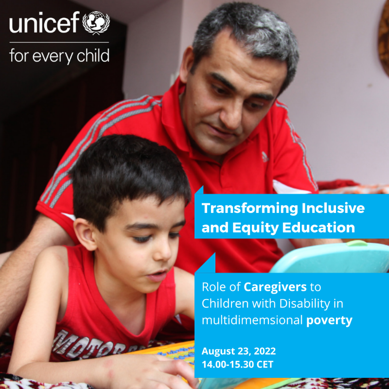 UNICEF_ECA's tweet photo. .@unicef_eca, @UNICEFInnocenti, @unicefarmenia &amp; @UNICEF_UZB, with financial support of @GPforEducation, have developed resources for caregivers of children with #disabilities to support them in their children's learning.

Join the webinar to learn more👇

📅23 Aug
⌚2-3.30pm CET