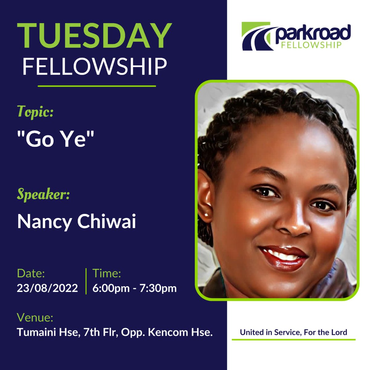 parkroadf's tweet photo. WE ARE BACK!
Please note that we will officially resume fellowship on the 23rd of August 2022. 
 We will be gathering for fellowship on the 7th Floor, Tumaini House, Opposite Kencom House from 6:00 pm to 7:30 pm.
Nancy Chiwai will be ministering to us. https://t.co/HcroRaZXR3