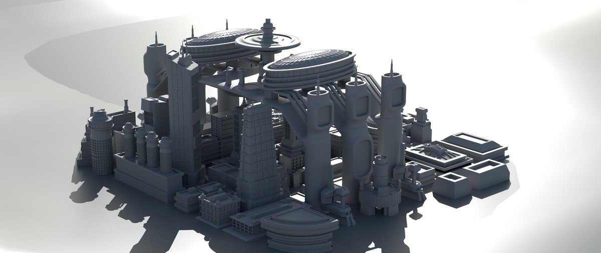 SeanTourangeau's tweet photo. New Shots of the as of yet unamed City I'm creating. @luxologymodo @Luxology #modo #3D #3dmodeling #3DModel #conceptart #concept #conceptdesign #architecture #architecturaldesign https://t.co/EWsZJy8ZBo