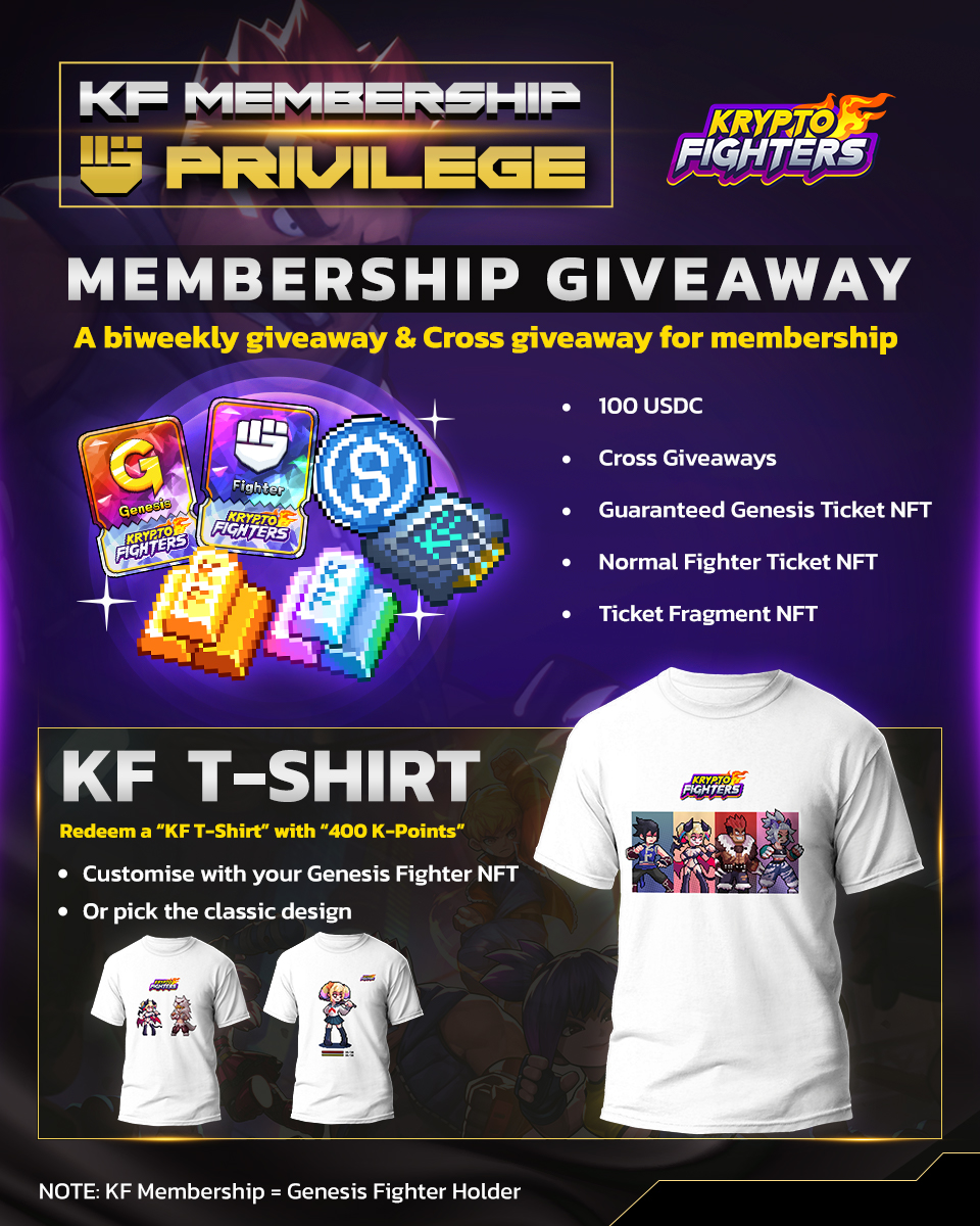 ✨𝑲𝑭 𝑴𝒆𝒎𝒃𝒆𝒓𝒔𝒉𝒊𝒑 𝑷𝒓𝒊𝒗𝒊𝒍𝒆𝒈𝒆✨ (1/5)

Holding our KF NFT is something to be proud of, and it comes with many benefits. DYOR about the privileges, more details 🧵👇

📌NOTE: Only for Genesis Fighter holder

#KryptoFighters
