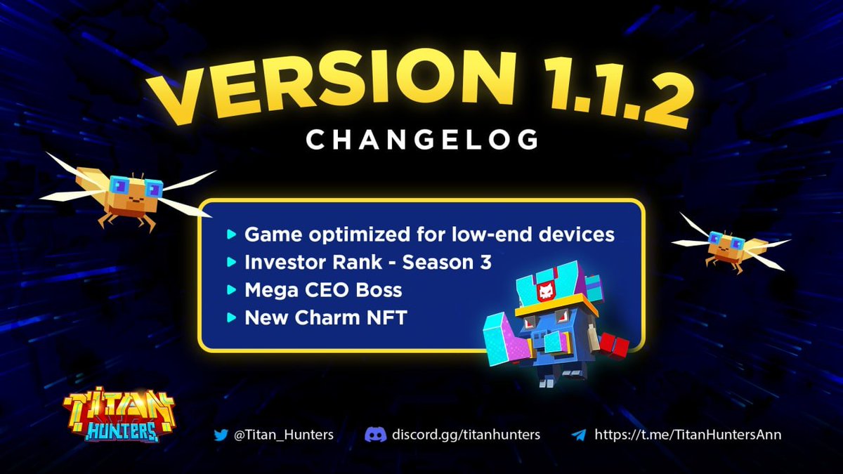 Titan_Hunters's tweet photo. 🔥 TITAN HUNTERS 1.1.2 VERSION IS AVAILABLE NOW. The best is yet to come! 🔥 

👨‍💻 Check the App Store/ Play Store in case the game does not update itself

👇DOWNLOAD NOW
🤖 Android:https://t.co/psQAB4dXWo
🍎 IOS: https://t.co/OITPaBx25j

#NFT #TitanHunters #PlayToEarn $TITA https://t.co/QAZVl9GwUb