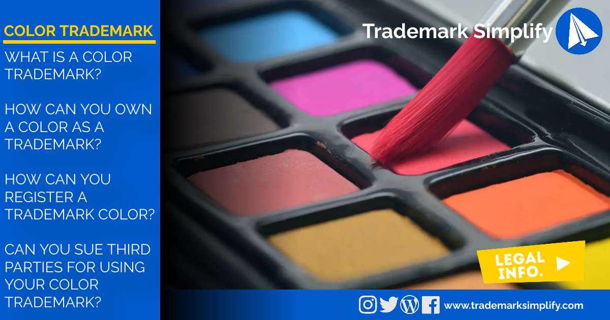 COLOR TRADEMARK
WHAT IS A COLOR TRADEMARK?
HOW CAN YOU OWN A COLOR AS A TRADEMARK?
HOW CAN YOU REGISTER A TRADEMARK COLOR?
CAN YOU SUE THIRD PARTIES FOR USING YOUR COLOR TRADEMARK?
Read the full article here and the link below
#law  
trademarksimplify.com