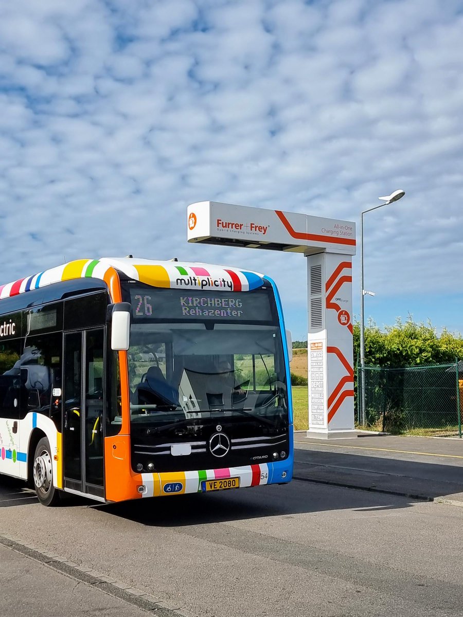 NoelDolphin's tweet photo. I got the chance to visit Stiensel bus depot in Luxembourg yesterday, to look at an @furrerfreygb #OppCharge project. In a country aiming for a 100% decarbonised electric bus fleet by 2030 & supporting wider decarbonisation through free public transport (1/9) https://t.co/gXo6Nn6rVK