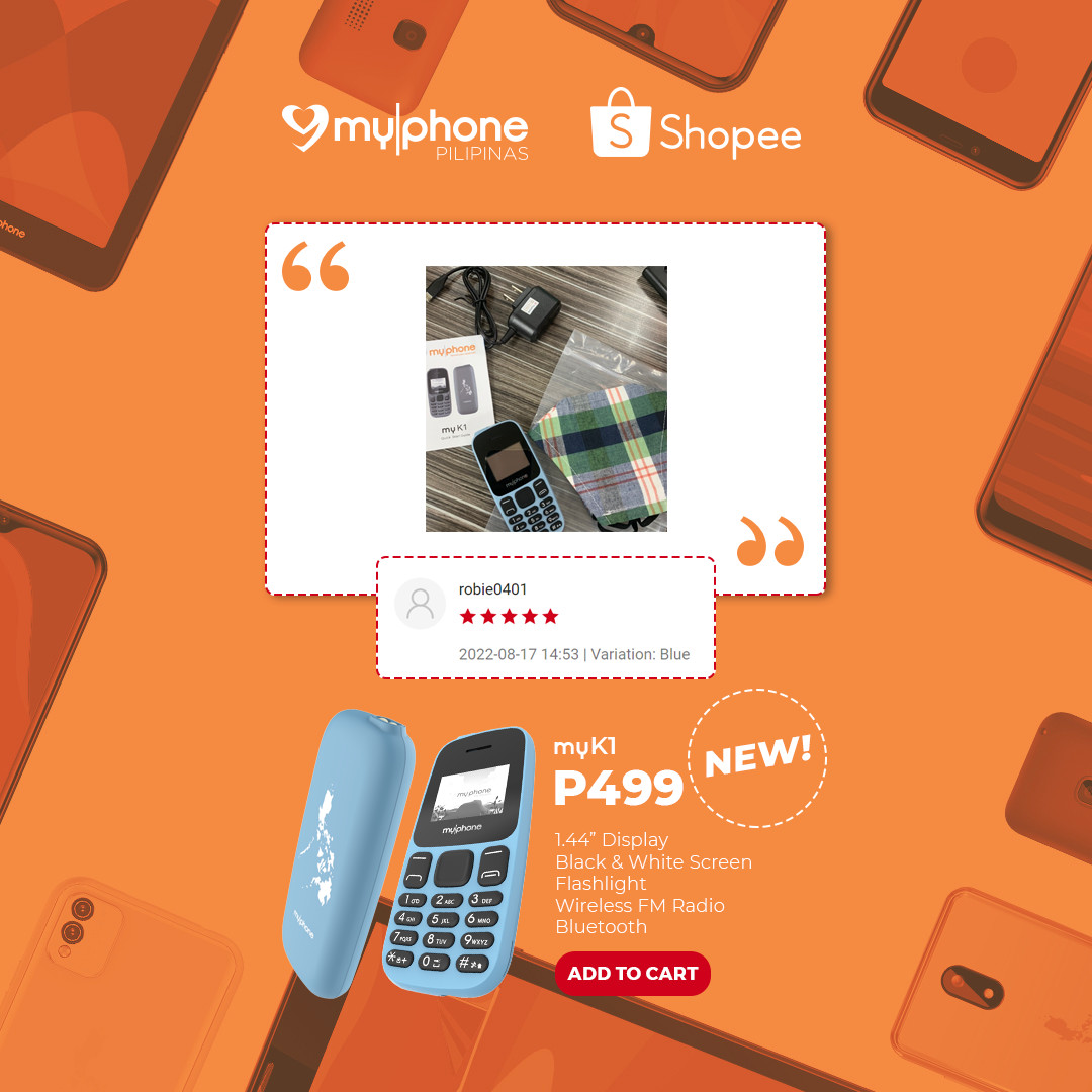 MyPhoneOfficial's tweet photo. ✨ PROOF OF PURCHASE ✨

Salamat robie0401 for this rating! 🧡 Wala na akong masabi, I'm overwhelmed! 🤗 

Check out #MyPhone myK1 on #ShopeePH for only P499! 🛍️

🛒 : https://t.co/2muXIzQPyi https://t.co/cnKbUucueV