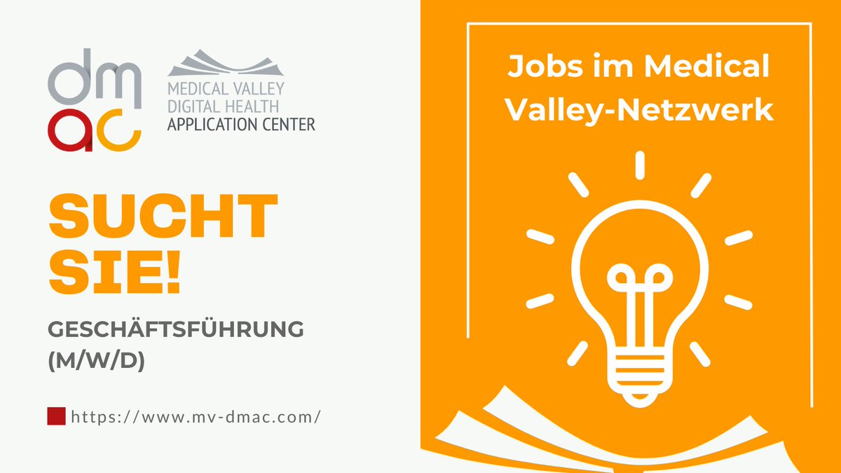 MedicalValleyEMN (@medicalvalley) on Twitter photo #JobAlert! #CEO zum 01.01.2023 gesucht, der/die das <a href="/MV_dmac/">dmac</a> in enger Zusammenarbeit mit dem CTO und dem Beirat konsequent weiterentwickelt und als erfolgreiche digitale CRO am Markt platziert.
👉 mv-dmac.com/geschaeftsfueh…
📅 Bewerbungen sind bis zum 15.09.2022 einzureichen! #JobAlert! #CEO zum 01.01.2023 gesucht, der/die das <a href="/MV_dmac/">dmac</a> in enger Zusammenarbeit mit dem CTO und dem Beirat konsequent weiterentwickelt und als erfolgreiche digitale CRO am Markt platziert.
👉 mv-dmac.com/geschaeftsfueh…
📅 Bewerbungen sind bis zum 15.09.2022 einzureichen!