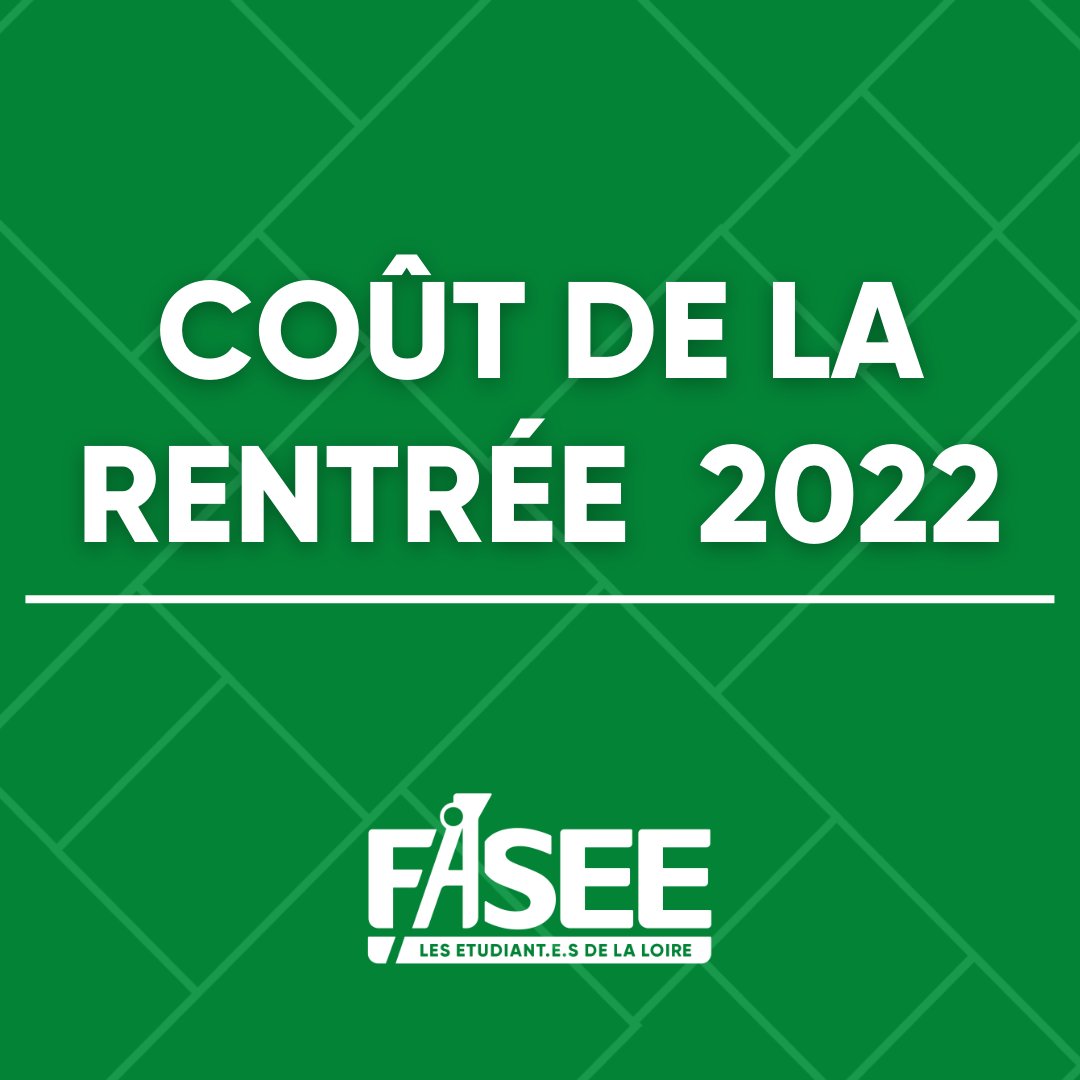 🟩 #Rentrée2022 | La @FedeFasee publie aujourd'hui son indicateur du coût de la rentrée.

❓ Matériel, assurances, loyer,... Que devra dépenser un étudiant pour s'inscrire en licence dans la Loire ? 

Retrouvez quelques chiffres du calcul en suivant le thread
[1/6] 🧶
