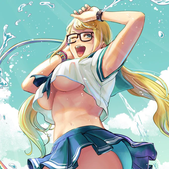 まだ暑いし夏らしく!リクエストで描かせていただいた学生服ミカ!すずしくな～～れ!! 