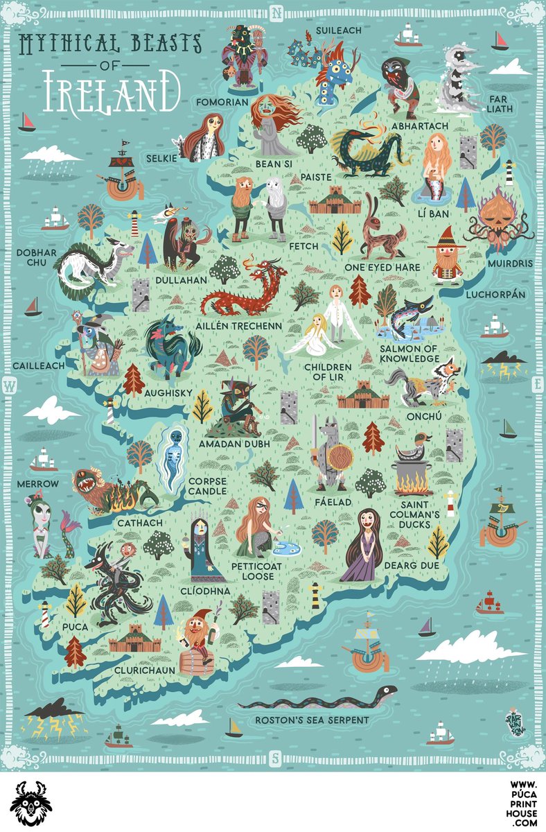 Victormfano's tweet photo. Mapa de las criaturas mitológicas irlandesas 😍 https://t.co/AHDaW1aScR
