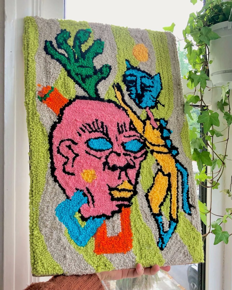 itsmegmayo's tweet photo. A collaboration with my best friend and illustrator Eleanor Sykes! #tufting https://t.co/upmdPhKKwg