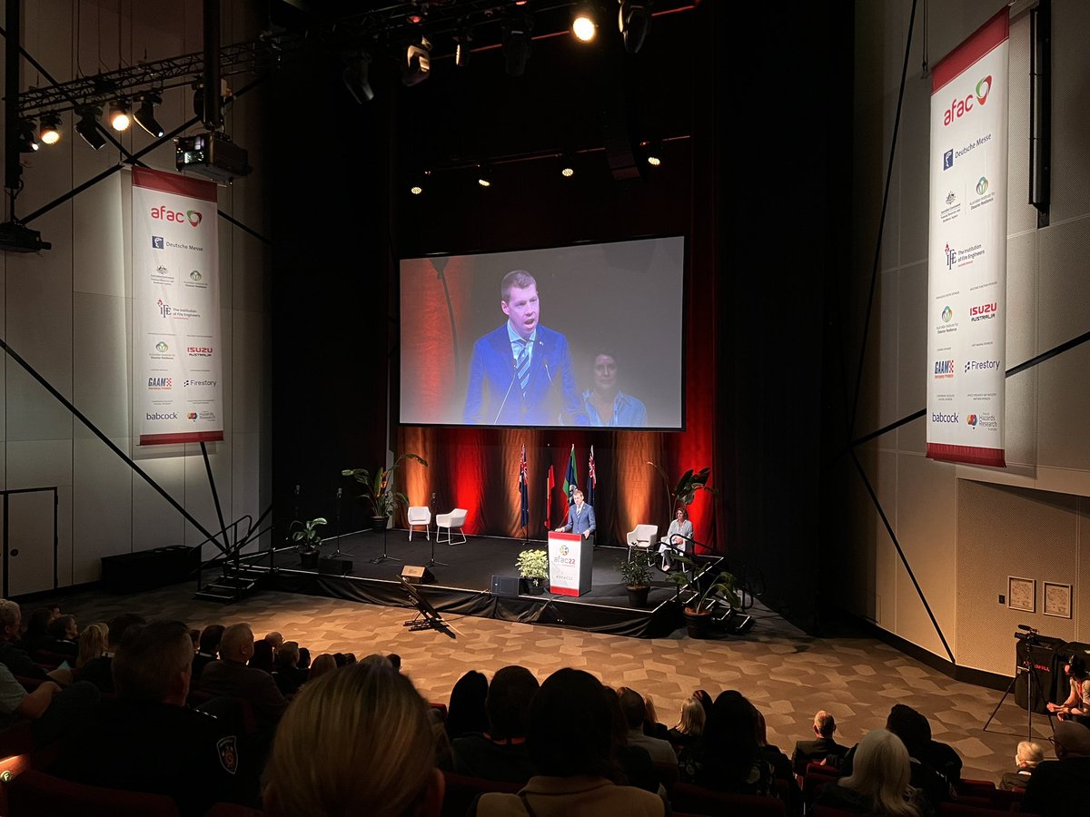 dorns2's tweet photo. @joe_szakacs gives #AFAC22 welcome. Great to see up & coming Aussie #firetech businesses here, using new tech to address our bushfire challenges #firestory https://t.co/1tibbC6MYP