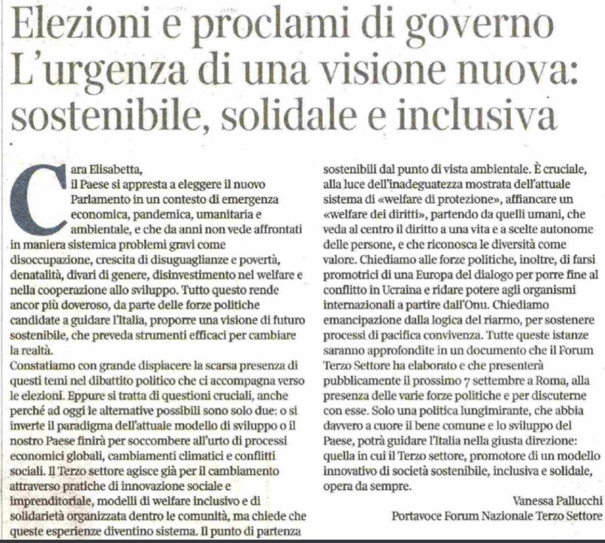 Vinc_Falabella's tweet photo. ‼️#ElezioniPolitiche2022
#Elezioni e #proclami di #governo: serve una nuova visione, #sostenibile, #solidale, #inclusiva.
Ecco perché ci ritroviamo nella grande famiglia del @forumterzosett
@pallucchi ottima analisi e sintesi.
@fishonlus https://t.co/ge6Y5z0emu