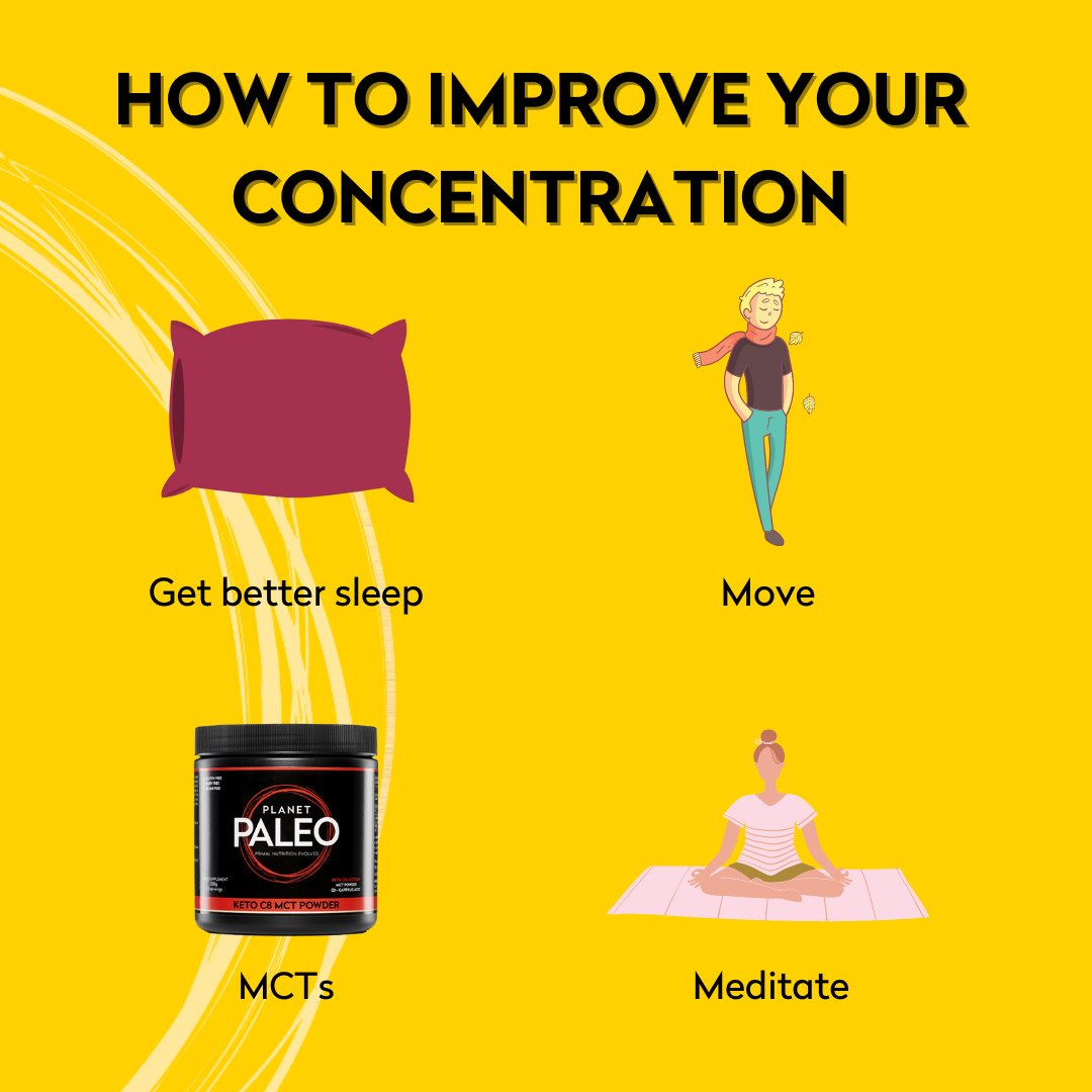 PlanetPaleo's tweet photo. 🤓 How to improve your concentration 🤓⁠
⁠
Looking to ward off brain fog as you head back to work after the summer holidays? 🏖️ Find some of our top tips ⬆️

Don't forget to add our MCTs to your routine to support cognitive function ⭐⁠ #planetpaleo #brainhealth #focus https://t.co/ny1DRrRWLy