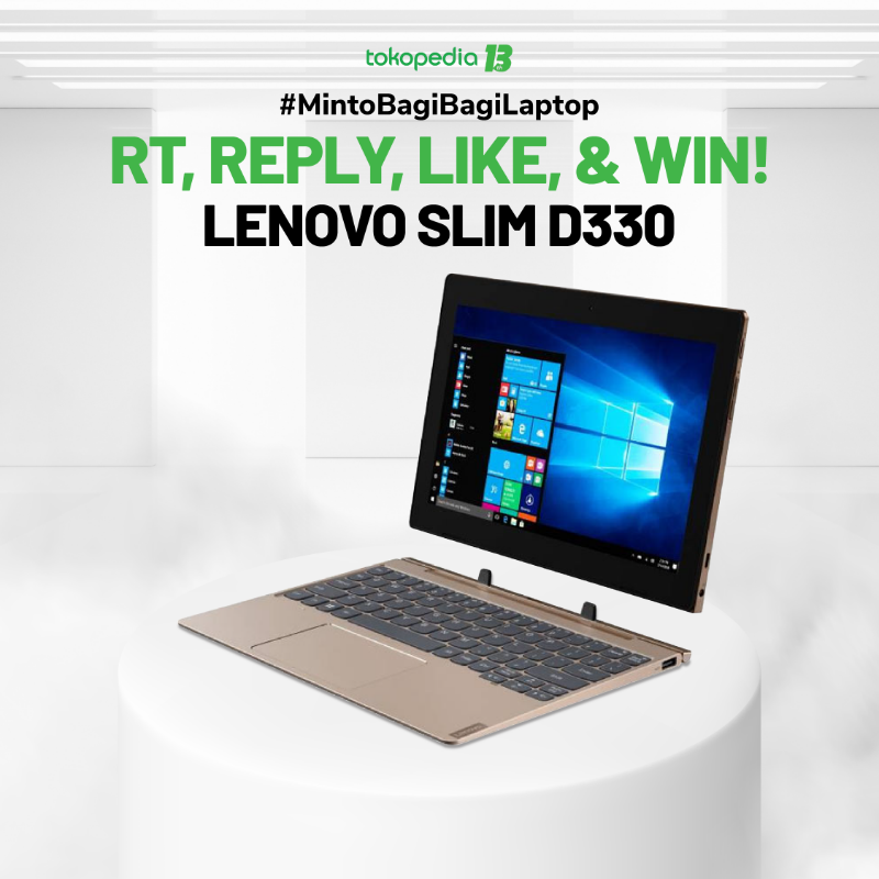 tokopedia's tweet photo. 🥳 MAU LAPTOP GRATISSS??? GAMPANG!! IKUTAN YUK 🥳

Caranya:
1. RT &amp; LIKE tweet ini
2. KLIK link ini: https://t.co/w3oJMDbYOH , REPLY dengan screenshot laptop impian kamu &amp; alasannya!
3. Jangan lupa gunakan hashtag #MintoBagiBagiLaptop

#elektronik #tokopehadiah #Tokopedia13