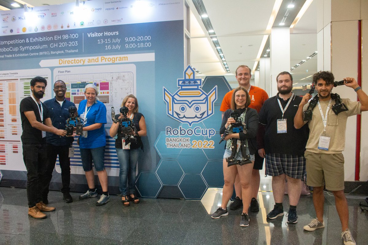 UniofHerts's tweet photo. Congratulations to @BoldHeartsUH who made it to the quarter finals of the #RoboCup2022 in Bangkok this summer with their robot football team!🤖⚽️

Our students and staff joined around 1,400 participants from 39 countries, with competitions across 17 disciplines. https://t.co/1gwaBHSSw7