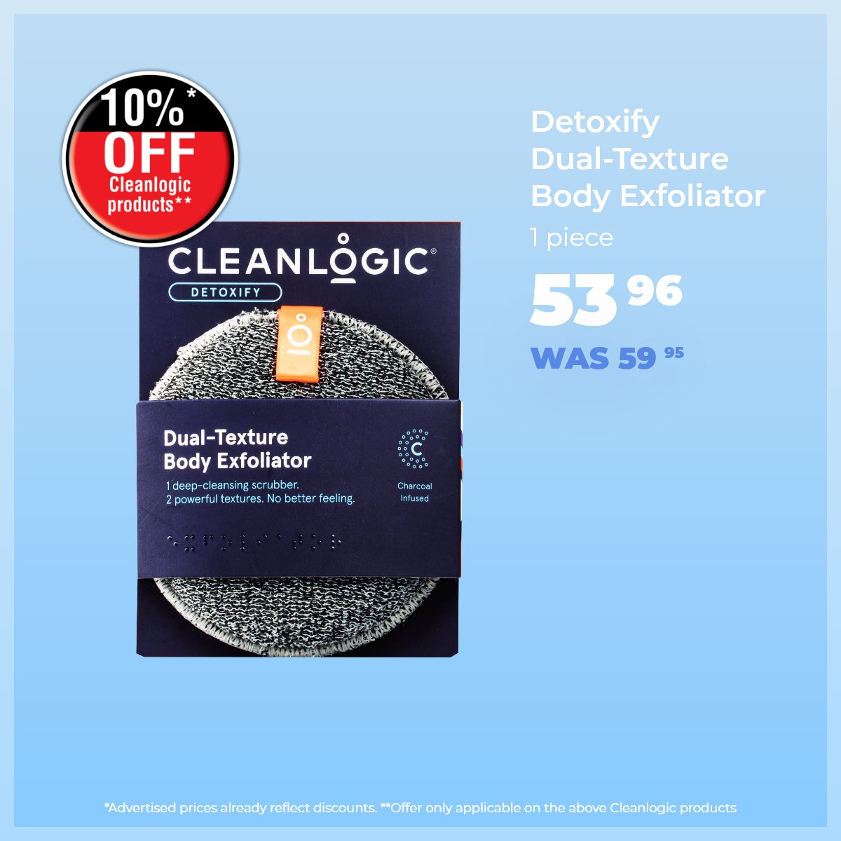 Dischem's tweet photo. Save big with our Month-end deals! Exclusive to Dis-Chem, #Cleanlogic is your ultimate bath-time essential to clean, healthy and smooth skin. Shop their range and save. #AugustMonthEndDeals #DisChemExclusives #Cleanlogic #BathTimeEssentials #BodyCare #Skincare