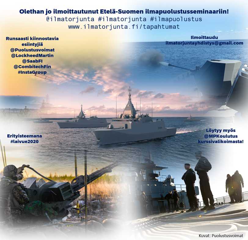 Ilmatorjunta's tweet photo. Etelä-Suomen ilmapuolustusseminaarissa kiinnostavia ja uusiakin esiintyjiä: @Puolustusvoimat @LockheedMartin @SaabFI @CombitechFin #InstaGroup
Tervetuloa Varsinais-Suomen ilmatorjunnan perinteitä vaalivalle seminaaripaikalle!
Lisätietoa: https://t.co/EHLkr8ef39 https://t.co/IMJ5McI5E1