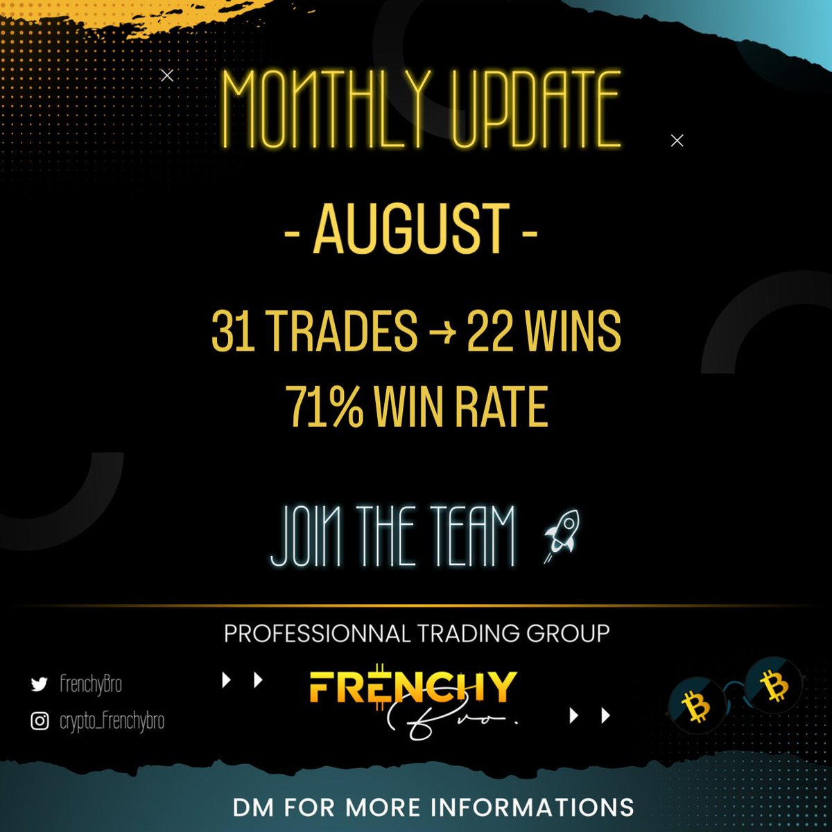 FrenchyBro's tweet photo. 🚨COMPETITION TIME🚨

Giving everyone an opportunity to trade with us🔥
If you want to join the best trading group on CT

👇To be drawn 3 steps👇
- Tag your friends
- Like 
- Retweet 

And we will give away 1 free week to the FrenchyBro's trading group👊

*winner in a week
 
#BTC https://t.co/3upPynydYb