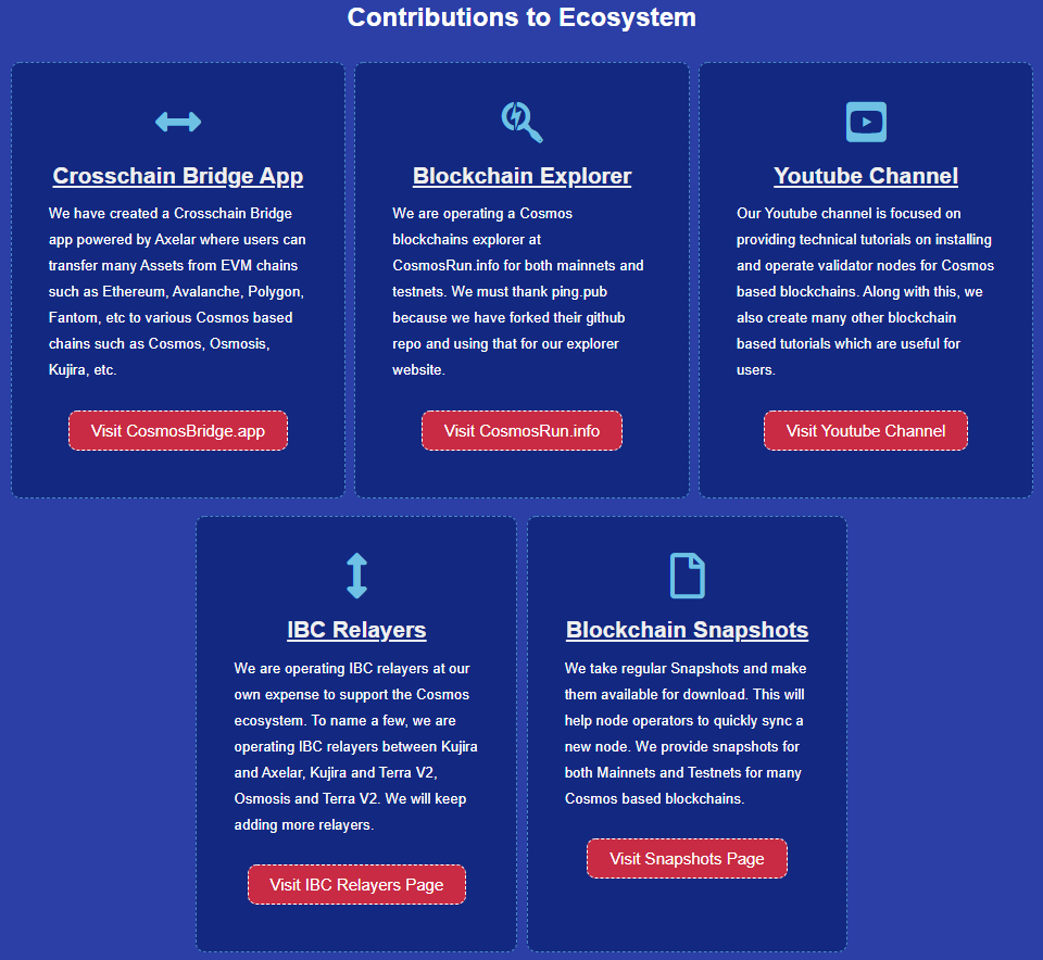 Terra Luna Classic News (@lunc_news) on Twitter photo 5. <a href="/SynergyNodes/">Synergy Nodes</a>
- Cross chain Bridge app. Transfer assets from EVM chains to Cosmos based chains
- Cosmos Blockchain explorer
- IBC relayer to support Cosmos ecosystem
- Snapshots to help node operators sync new node
Useful link:
cosmosbridge.app
cosmosrun.info 5. <a href="/SynergyNodes/">Synergy Nodes</a>
- Cross chain Bridge app. Transfer assets from EVM chains to Cosmos based chains
- Cosmos Blockchain explorer
- IBC relayer to support Cosmos ecosystem
- Snapshots to help node operators sync new node
Useful link:
cosmosbridge.app
cosmosrun.info