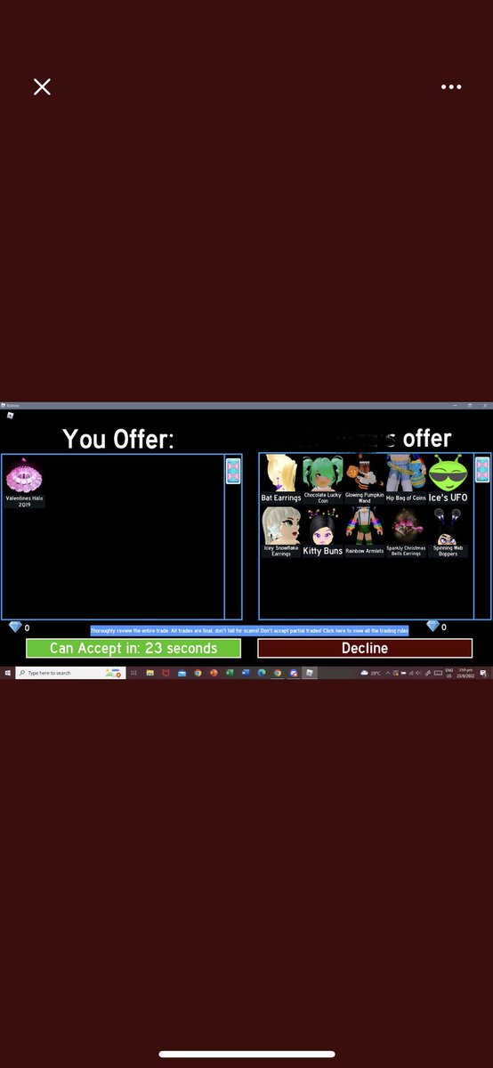 Aeveax2's tweet photo. Proof: 1
Thank you for trusting me considering i had no proofs yet 😅 
There very trust worthy! Traded val19 for 1,815 robux! @quackisgeniuss is 110% trustworthy!! https://t.co/ydF66JLnrl