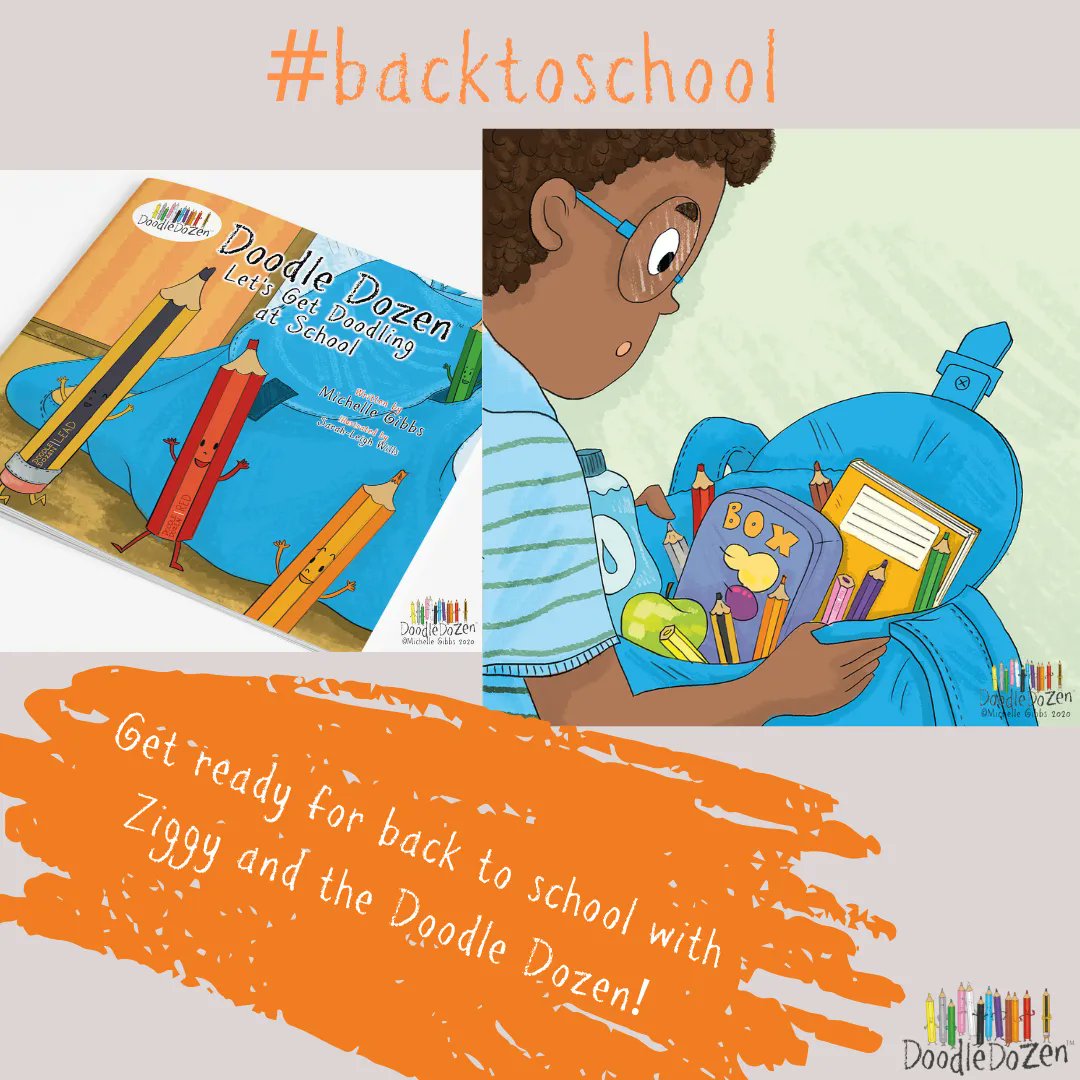 doodledozen's tweet photo. Are you ready for back to school? Join Ziggy &amp; the Doodle Dozen as they head back to school too! Grab your copy from https://t.co/w6Q0lHsCAS and find out! #doodledozen #doodledozenletsgetdoodlingatschool #backtoschool #newexperiences #emotions #kids #picturebooks #booksforkids https://t.co/Aj5lyUMsXO