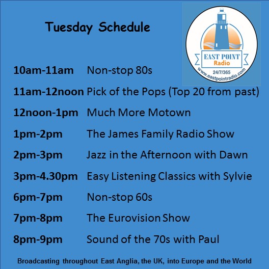 ComSouthwold's tweet photo. Listen Worldwide via the website, tell Alexa ‘play East Point Radio’ or click on this link to go straight to our station: https://t.co/9rONix3j8B
Broadcasting throughout East Anglia, the UK, into Europe and the World https://t.co/tPEAxxMQfR