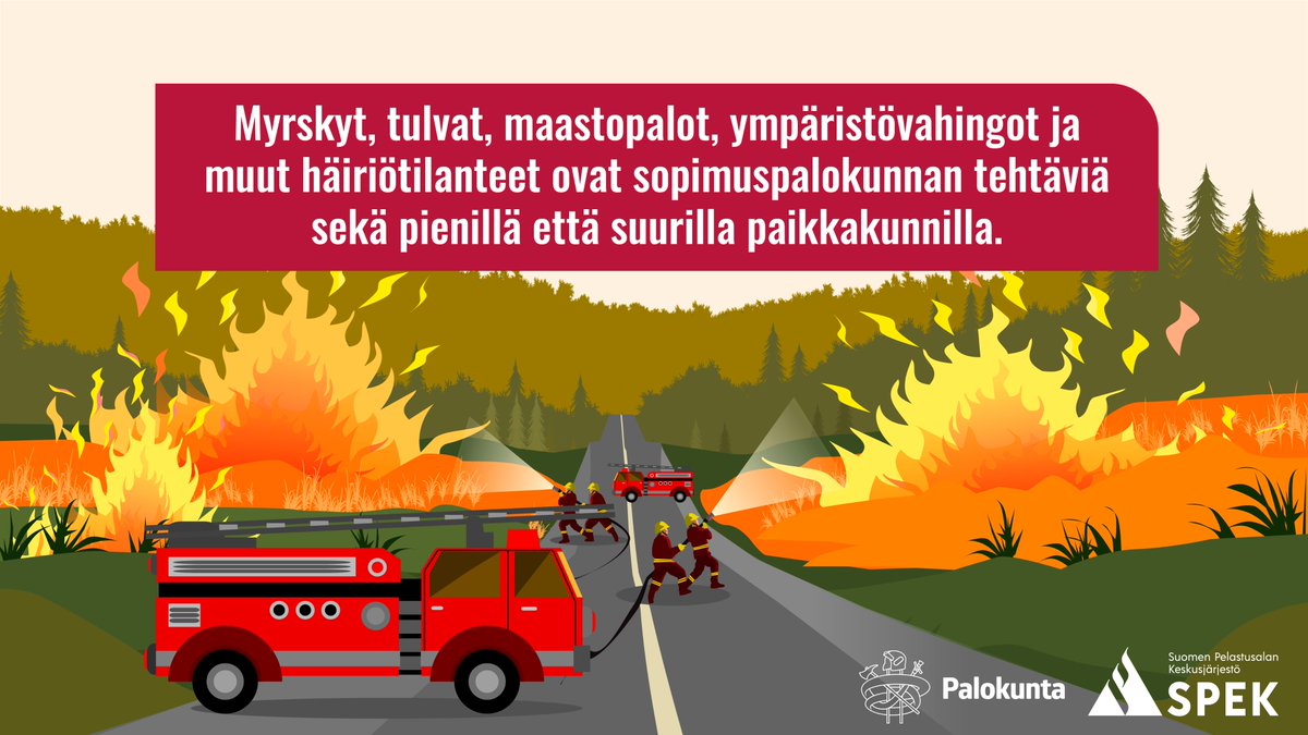 SPEK_ry's tweet photo. Sopimuspalokunnat ovat välttämätön ihmisten arjen turvaamisessa. Suuressa osassa maata ensimmäisenä pelastamaan saapuu #sopimuspalokunta, mutta palokuntia tarvitaan myös kaikissa isoissa kaupungeissa.

Nyt on #sopimuspalokuntaviikko. Tutustu ja jaa tietoa sopimuspalokunnista. https://t.co/r0vaDfEg0C