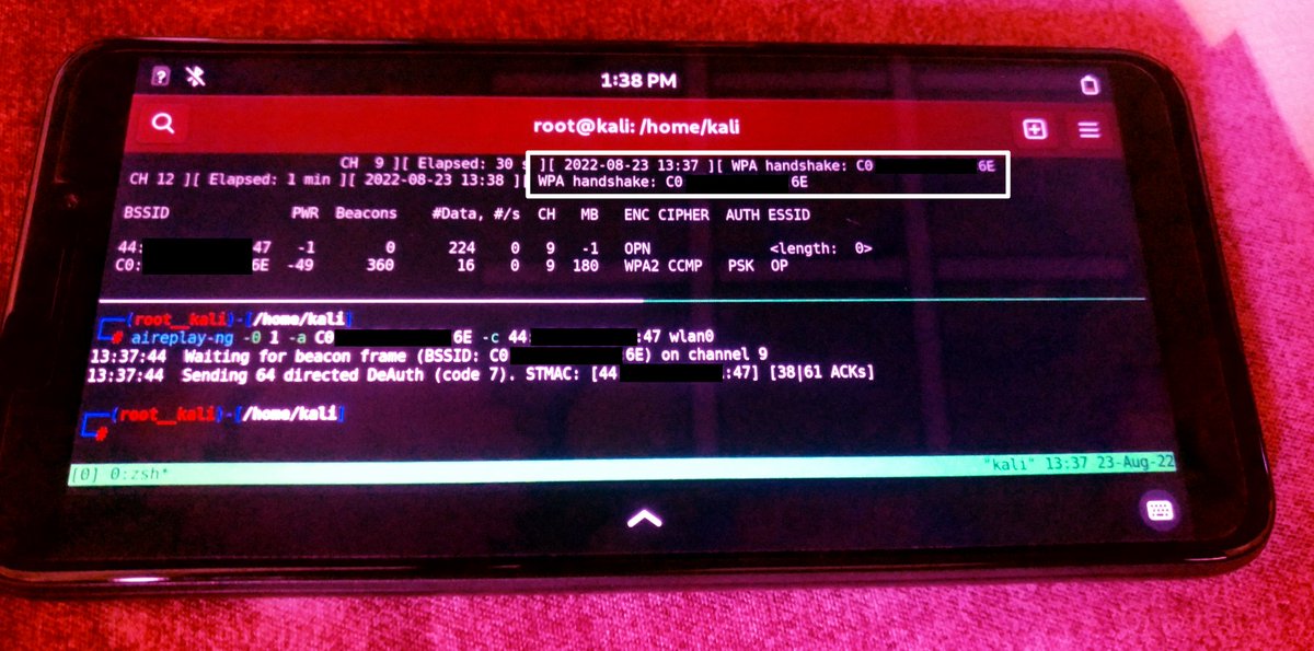 Shubhamvis98's tweet image. #fossfrog #KaliLinux 
Packet injection on #PinePhone