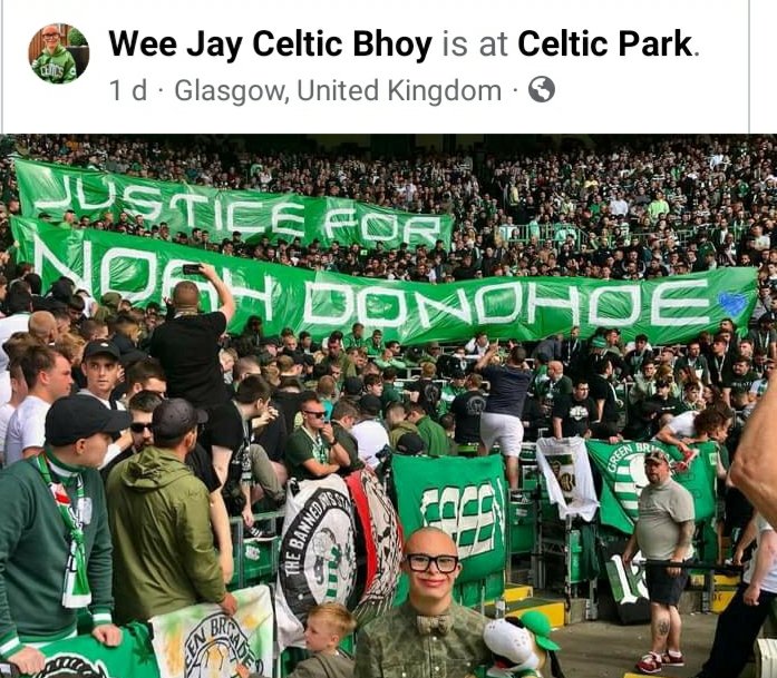 FIONADONOHOE2's tweet photo. Thankyou @SeanDolans and Celtic football fans 
#JusticeForNoahDonohoe https://t.co/0U8rNMmRmn