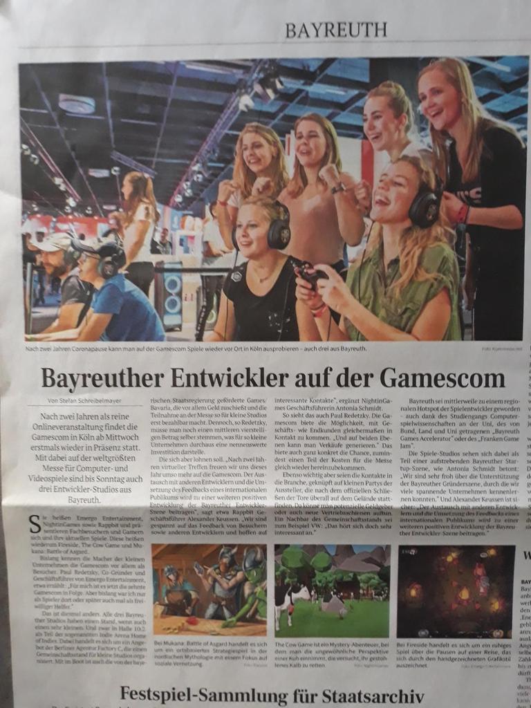 WiemerTanja's tweet photo. We are fame now, right?! 😂

Thanks @PaulRdy for featuring us and getting in contact with the newspaper.

#Bayreuth #IndieGameDev https://t.co/hzpyQQYzOe